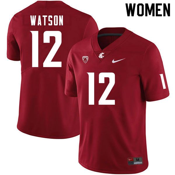 Women #12 Jaylen Watson Washington Cougars College Football Jerseys Sale-Crimson